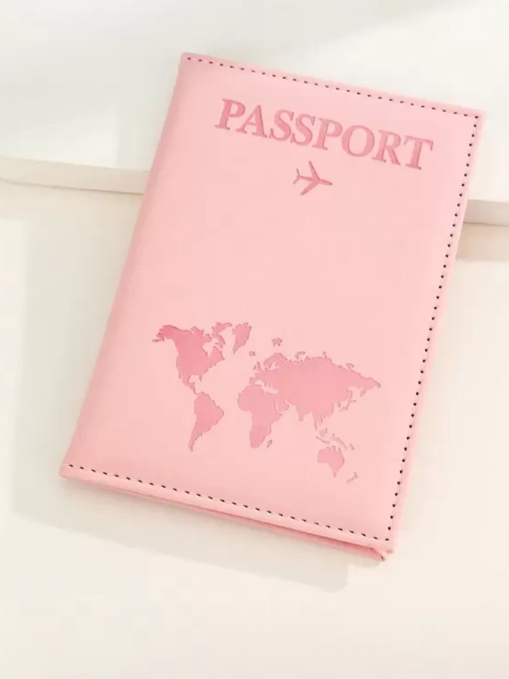Pink Passport Holder with World Map